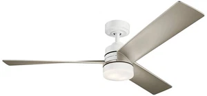 52" Kichler Spyn White and Silver LED Ceiling Fan with Wall Control - Picture 1 of 1