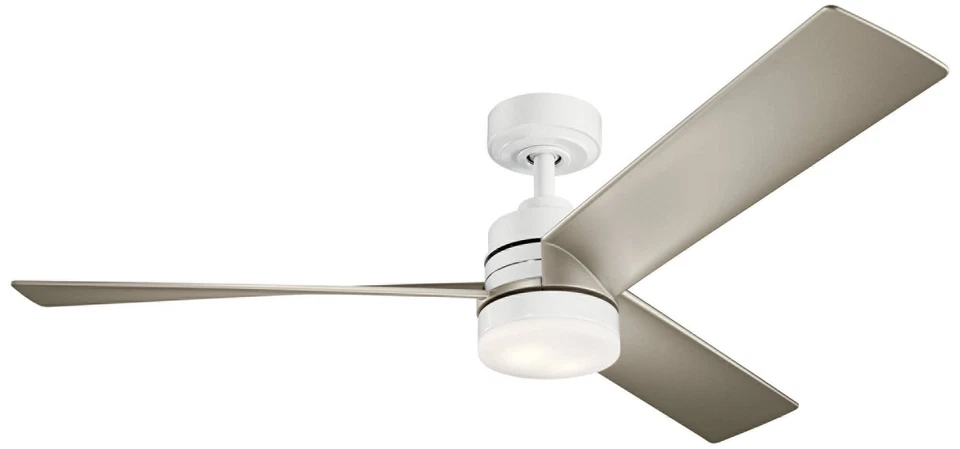 52" Kichler Spyn White and Silver LED Ceiling Fan with Wall Control - Image 1 of 1