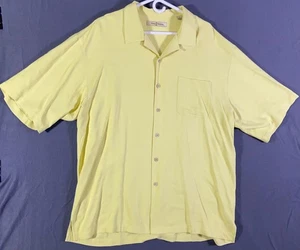 Tommy Bahama geknöpftes Hemd 100 % Seide Herren gelb Hawaii Camp Strand XLarge - Bild 1 von 10