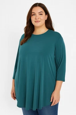 H&M Plus Size Long Sleeve Round Neck Pullover Knit Shirt Dress Sz 4X Teal - Image 1 of 4