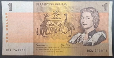 (1982) Australia 1 Dollar P42d DKA243978  sig Johnston-Stone.  - Image 1 of 2