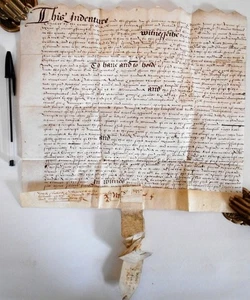 1599 MANUSCRIPT DEED Bond Indenture Will Property Sale Essex Ockendon Bulphan - Picture 1 of 5