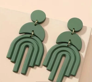 Bohemian Fall Retro Green Dangle Earrings Trendy Style Gift Women Girl Jewelry - Picture 1 of 3