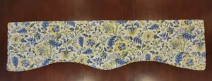 WAVERLY Imperial Dress Porcelain Scalloped Valance Blue Floral Lined 78x20" VGC - Picture 1 of 6
