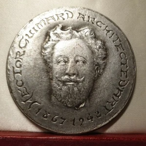 Medalla de arte RR 15/100 1971 Héctor Guimard famoso arquitecto francés Art Nouveau 72 mm - Imagen 1 de 2