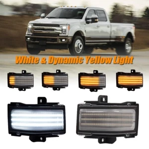 Lámpara de espejo retrovisor LED lateral ámbar blanco + dinámico para Ford F250 F350 F450 SuperDuty 17-23 - Imagen 1 de 12