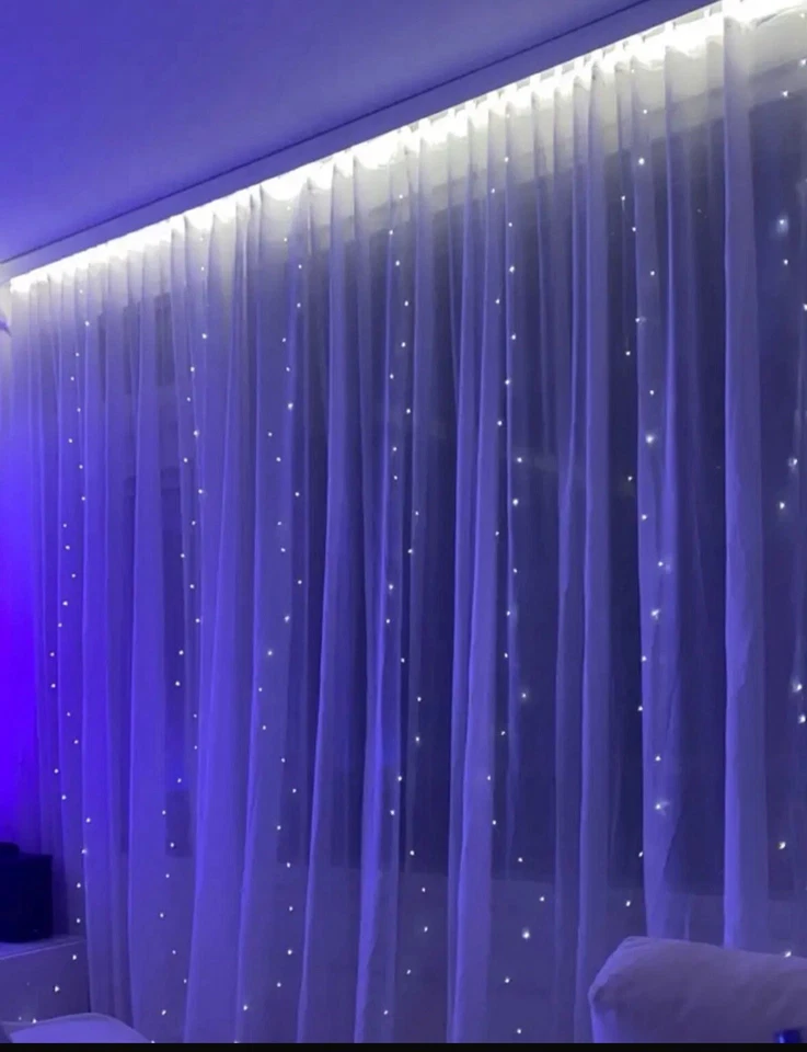 300 LED Curtain Fairy Lights String Indoor ChristmasWedding Party Decor 3mx3m - Image 1 of 1