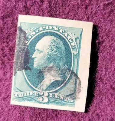 3 cent Washington Imperf Die PROOF on stamp paper - Scott# 184P - USED - Image 1 of 4