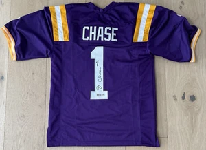 JA'MARR CHASE Autographed Signed LSU TIGERS PURPLE PRO STYLE JERSEY TRISTAR - Picture 1 of 4