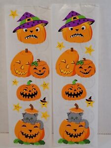 Vintage Sandylion Halloween Stickers Pumpkins Cat Jack-o-Lantern Scrapbooking
