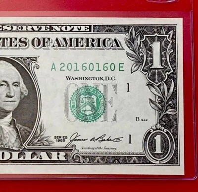 1985 $1 DOLLAR BILL ( BOSTON A ) Block A-E UNCIRCULATED - Image 1 of 3