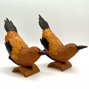 Vintage Shanghai Handicrafts Chinese Wicker Bird Box Basket Pair Trinket Bamboo - Picture 1 of 8