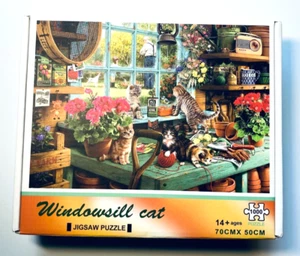 Windowsill Cat 1000 piece Jigsaw Puzzle Cats in Garden Shed - Picture 1 of 5