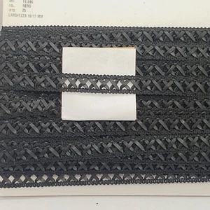 1m BLACK PVC leather effect criss-cross braid trim ribbon lace 17mm - Picture 1 of 1
