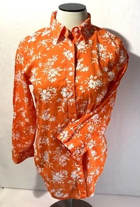 Lauren Ralph Lauren Size M Woman’s Blouse Top Color Orange /White Buttons - Picture 1 of 11