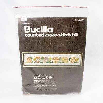 Bucilla 48868 Counted Cross Stitch Kit Elm Street Cottage Houses New Sealed - Image 1 of 4