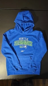 Seattle Seahawks Nike Graphic Pullover Hoodie Youth L Blue Sweatshirt Faded - Picture 1 of 11