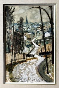 René Genis gouache et encre sur papier signée paysage sous la neige les Vosges - Picture 1 of 1