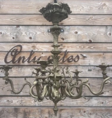 Lustre Bronze Napoléon III Gaz XIXeme Lampe a Pétrole Empire - Photo 1/4