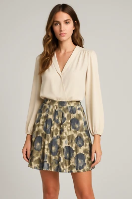 Falda de seda August para mujer 14 suave plisada floral corta Cottagecore dinero antiguo Foto 1 de 4