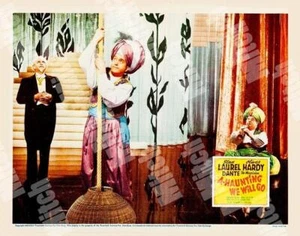 LAUREL & HARDY A HAUNTING WE WILL GO 1943 SNAKE CHARMER 11X14 LOBBY POSTER CARD - Picture 1 of 1