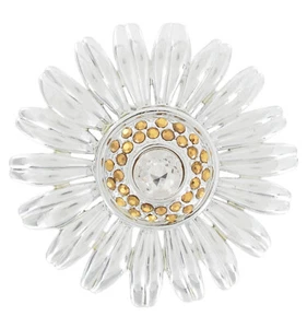 Danecraft Large Silver Tone Topaz Clear Rhinestone Flower Brooch Pin 3D 2" - Picture 1 of 2