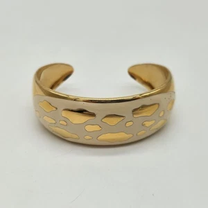 Vintage Modern Creme Elfenbein Emaille & Goldfarben Armreif Armband - Bild 1 von 6