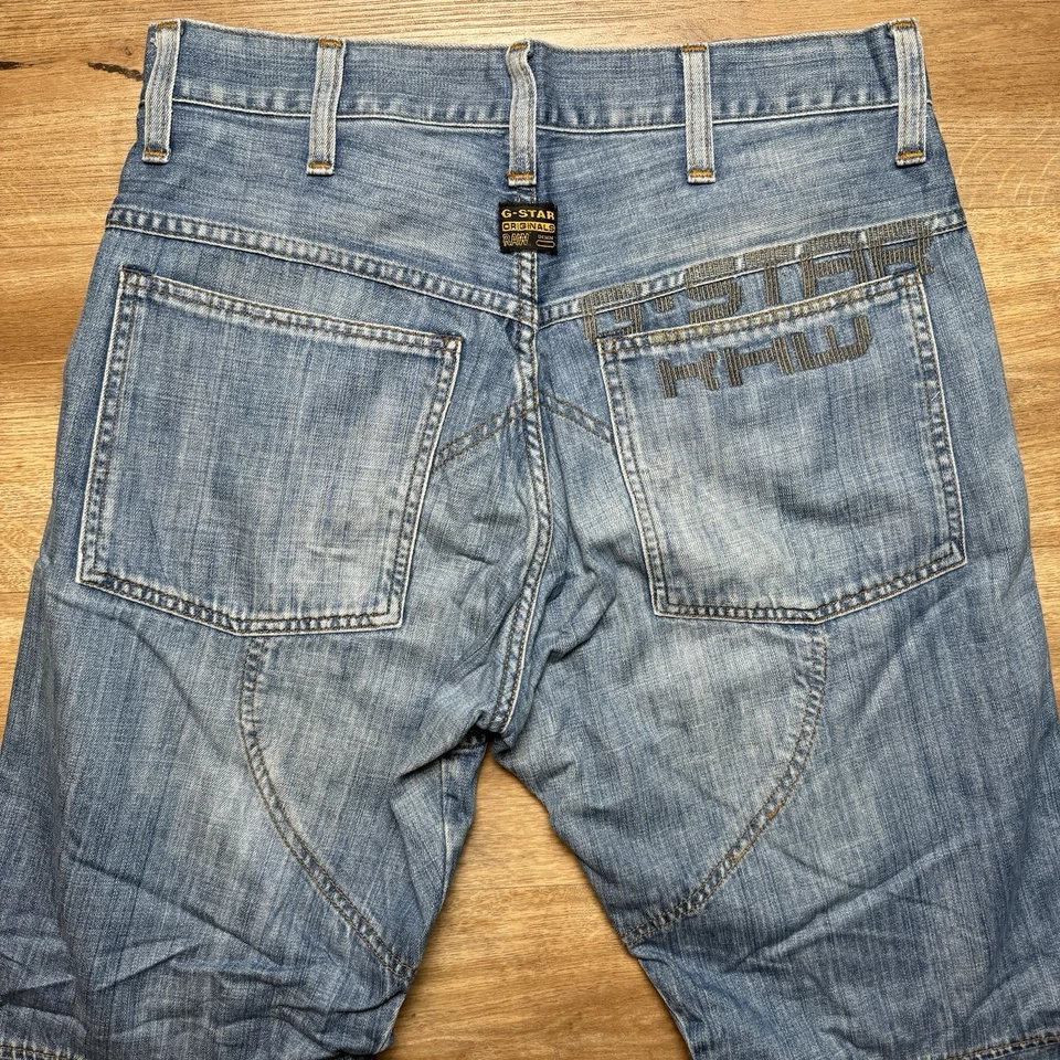 Jeans masculino G Star RAW 31x31 azul Elwood perna afunilada solta joelho duplo motociclista - Imagem 1 de 4