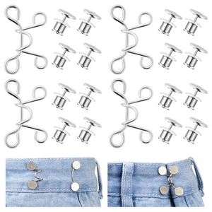 24 Pezzi Estensore Fibbia Vita Regolabile, Bottoni Jeans Riutilizzabili per J... - Foto 1 di 7