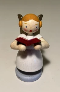 Vintage Erzgebirge Angel Miniature Wood Figurine reading book Weha Kunst - Picture 1 of 7
