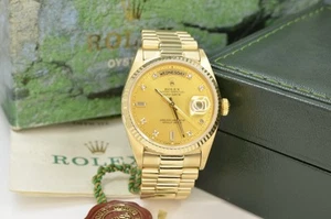 Rolex Day-Date 36 18038 Factory Champagne Diamond Dial 1988 with Box & Papers - Picture 1 of 6