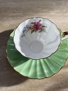 Shelley Two Piece Tea Set Cup and Saucer Mint Green Beautiful Numbered Rare - Picture 1 of 12