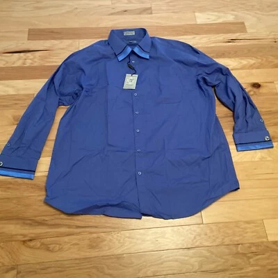 Uma nova camisa social Fratello azul com punho francês. Tamanho 19,5 (36-37) - Imagem 1 de 4