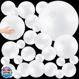 Realspring 36 Pack White Beach Balls Bulk Multiple Sizes 6" 12" 16" 24" 40" P - Picture 1 of 5