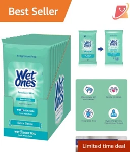 Sensitive Skin Hand Face Wipes Aloe 200 Count Travel Pack Hypoallergenic Use - Picture 1 of 8