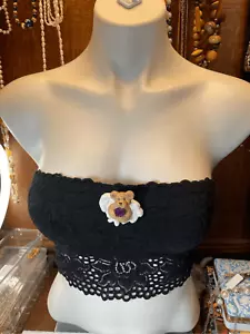 Kurt S. Adler Inc. Purple Heart Brown & White Ceramic Bear Brooch 2” Long - Picture 1 of 5