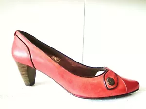 -50% Salón de piel rojo con adorno en piel plata tacón de 6 cm - Imagen 1 de 6