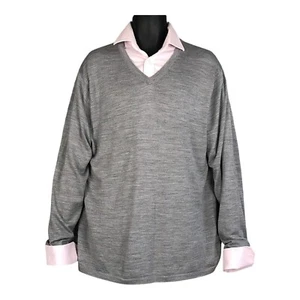 Country Road Merino Wool V-Neck Sweater Mens Size 2XL Grey Marle Pullover Jumper - Picture 1 of 12
