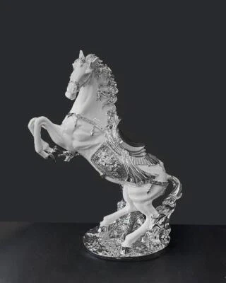 Statua cavallo bianco e argento - Immagine 1 di 2
