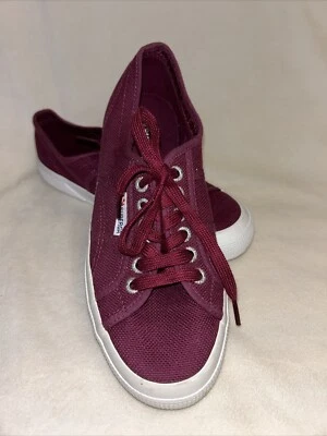Zapatillas de Lona Superga Cotu para Mujer 8M Borgoña Granate Rojo Usadas en Excelente Condición Foto 1 de 4