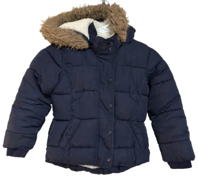 Antigua Chaqueta Puff Azul Marino Azul Marino con Capucha Borde de Piel Unisex Niños Talla XS (5) Foto 1 de 4