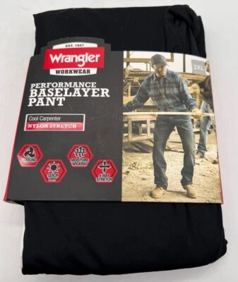Pantalón Para Hombres BASE Capa Negro Genial Carpintero Nylon Elastizado Wrangler Rendimiento Nuevo Foto 1 de 2