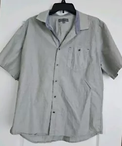 IKE Ime Behar Mens Shirt Large Green Designer Fashion Short Sleeve Button Down - Picture 1 of 9