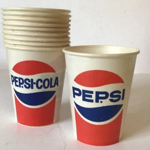 1970's/80's Pepsi Cola Paper wax coated Cups 0.25L (8.79fl oz) PACK of 10 - Picture 1 of 10