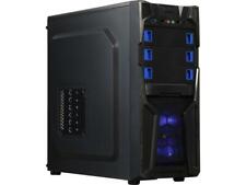 DIYPC Solo-T2-BK Black USB 3.0 ATX Mid Tower Gaming Computer Case with 2 x Blue