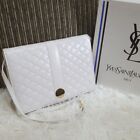Yves Saint Laurent Taschen Vintage Schultertasche gestepptes Leder weiß mit Box