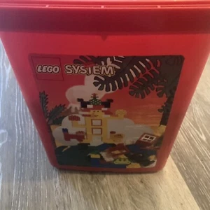 Vtg 1980s Lego System Basic Building Set #822086 Large Red Bucket Frog Animals - Picture 1 of 15