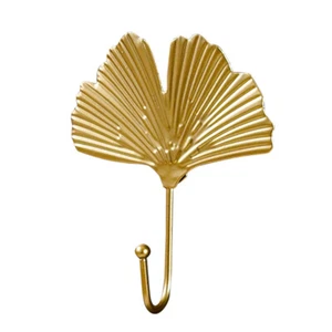 Unique Artistic Style Gold Leaf Wall Hook Feather Coat Hook Bag Hook Art Decor - Picture 1 of 21