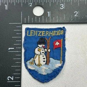 Vintage SMALL Switzerland SNOW MAN LENZERHEIDE SNOW SKI AREA Patch 40a8 - Picture 1 of 2