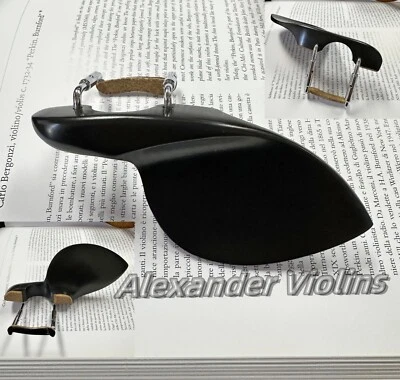 Подбородок для скрипки высокого уровня из черного дерева размер 4/4 с серебряным зажимом, СДЕЛАНО В ГЕРМАНИИ - Изображение 1 из 4